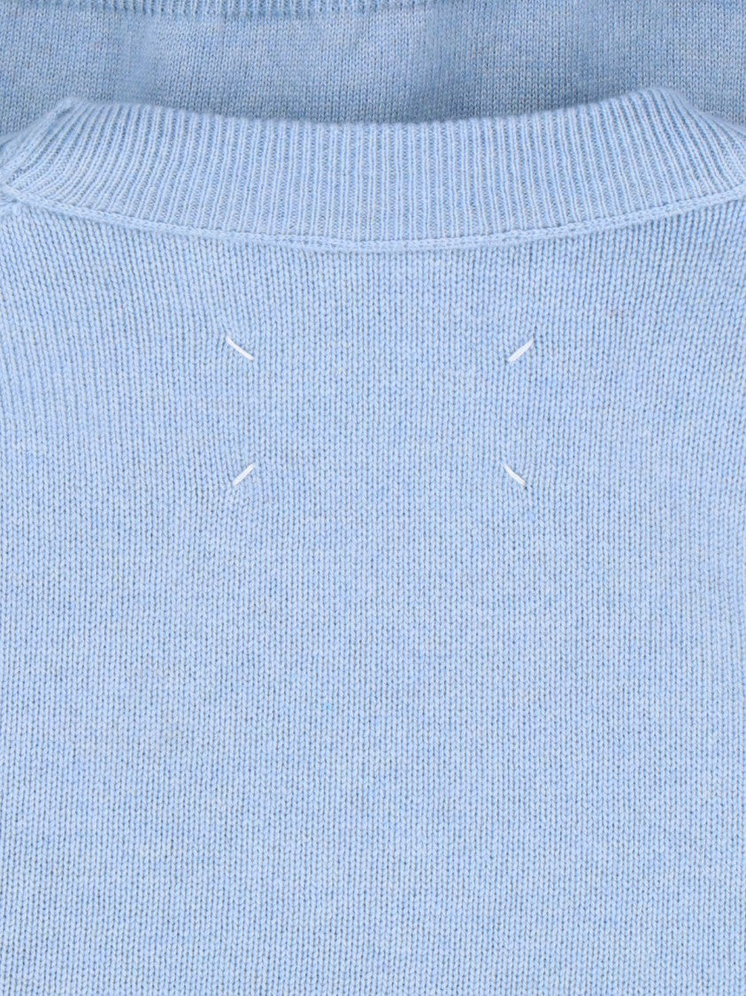 Maison Margiela Basic Sweater In Light Blue Cashmere