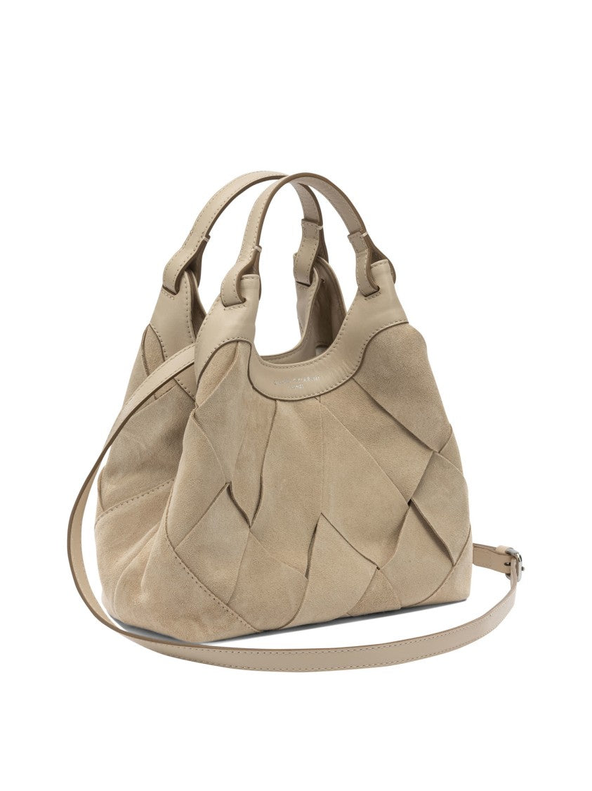 Gianni Chiarini Woven Suede And Leather Handbag With Detachable Strap