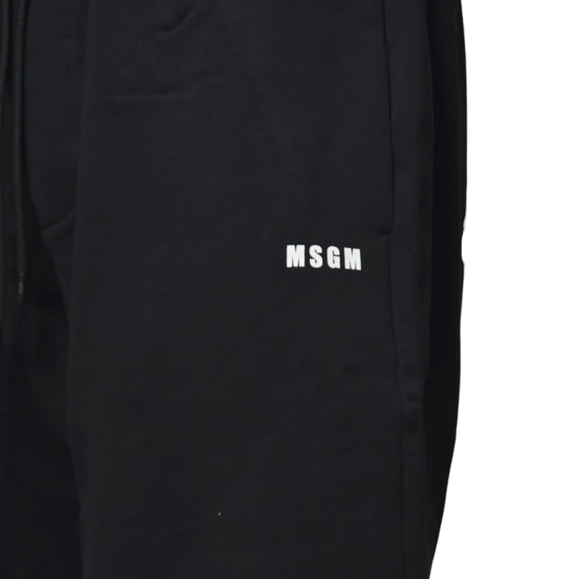 Msgm Black Cotton Sports Shorts With Logo