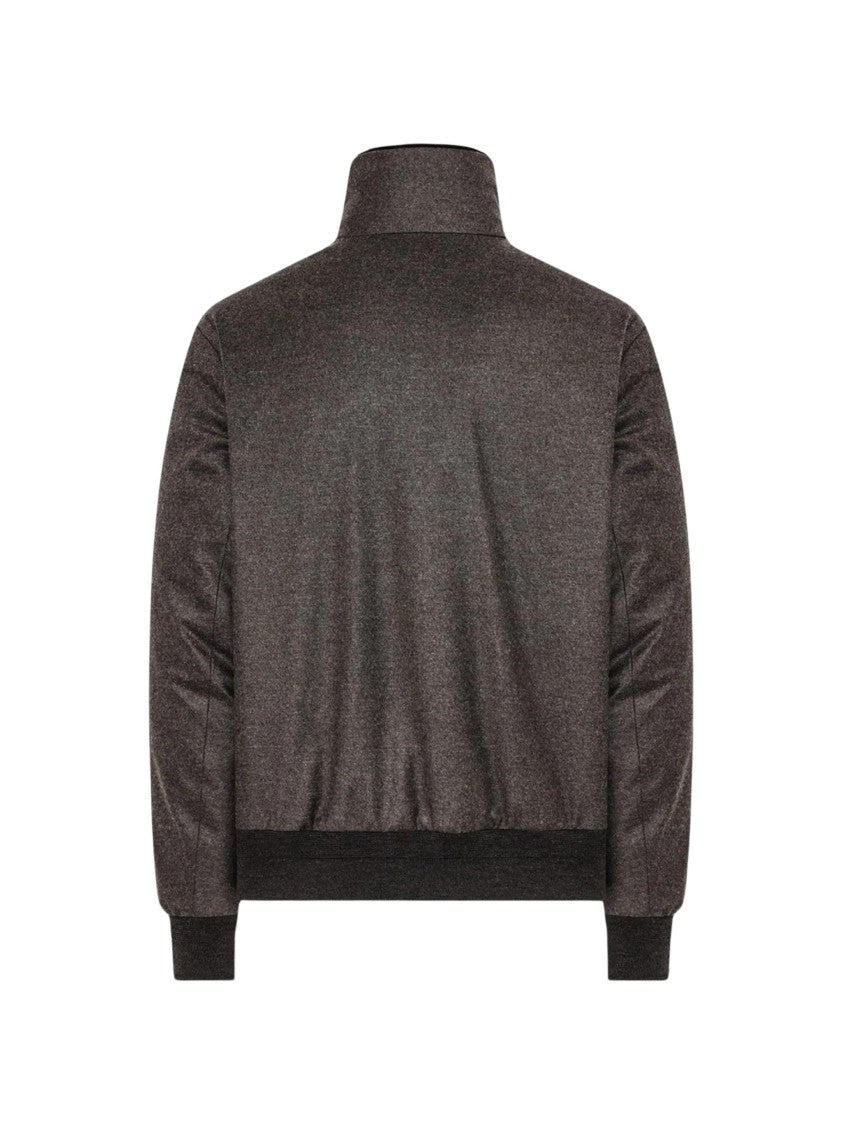 Duno Brown Marl Virgin Wool-Blend Down Bomber Jacket