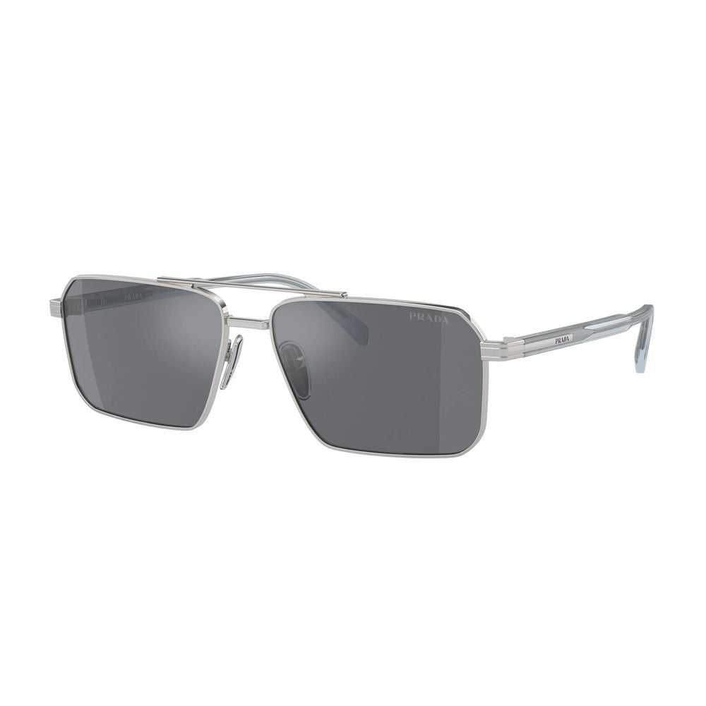 Prada Pr A57s Rectangular Silver Metal Sunglasses