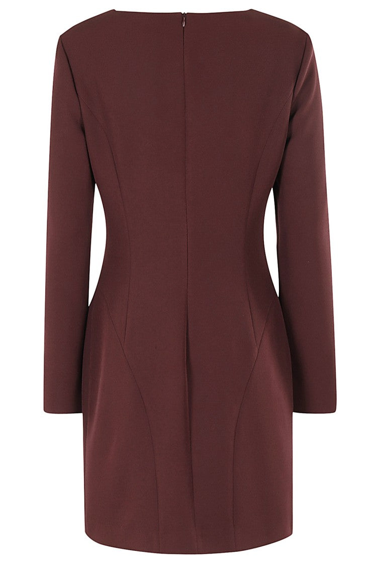 Federica Tosi Burgundy V-Neck Sheath Dress