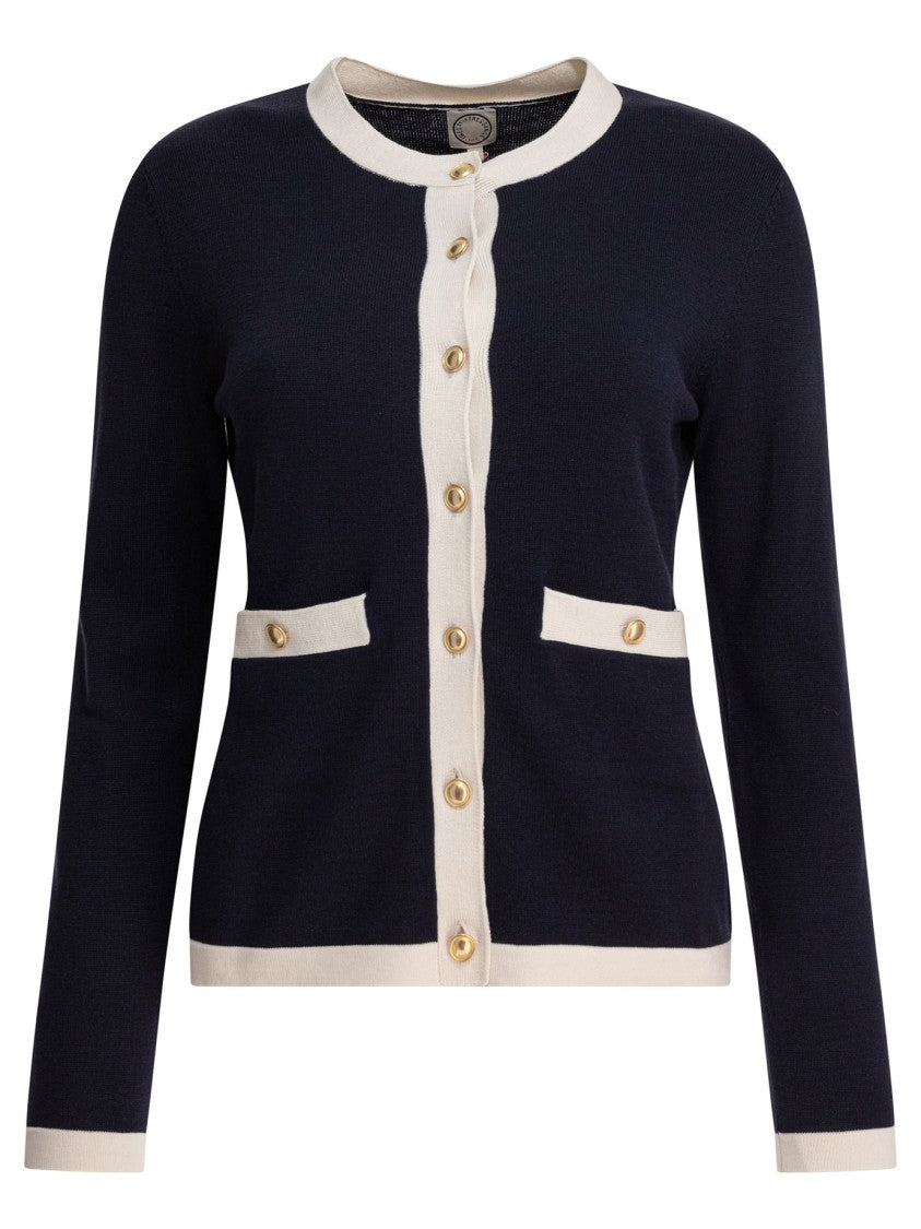 Ines De La Fressange Classic Cardigan With Gold-Tone Accents
