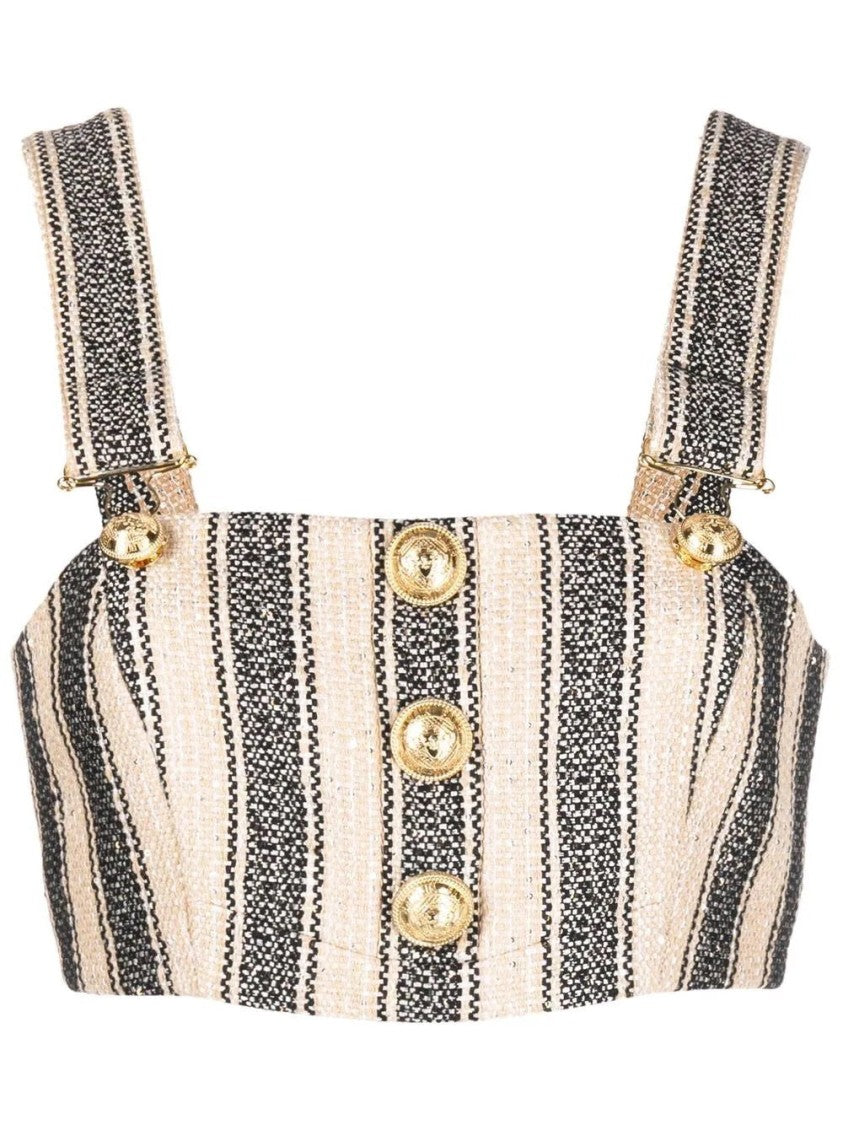 Balmain Cropped Striped Top