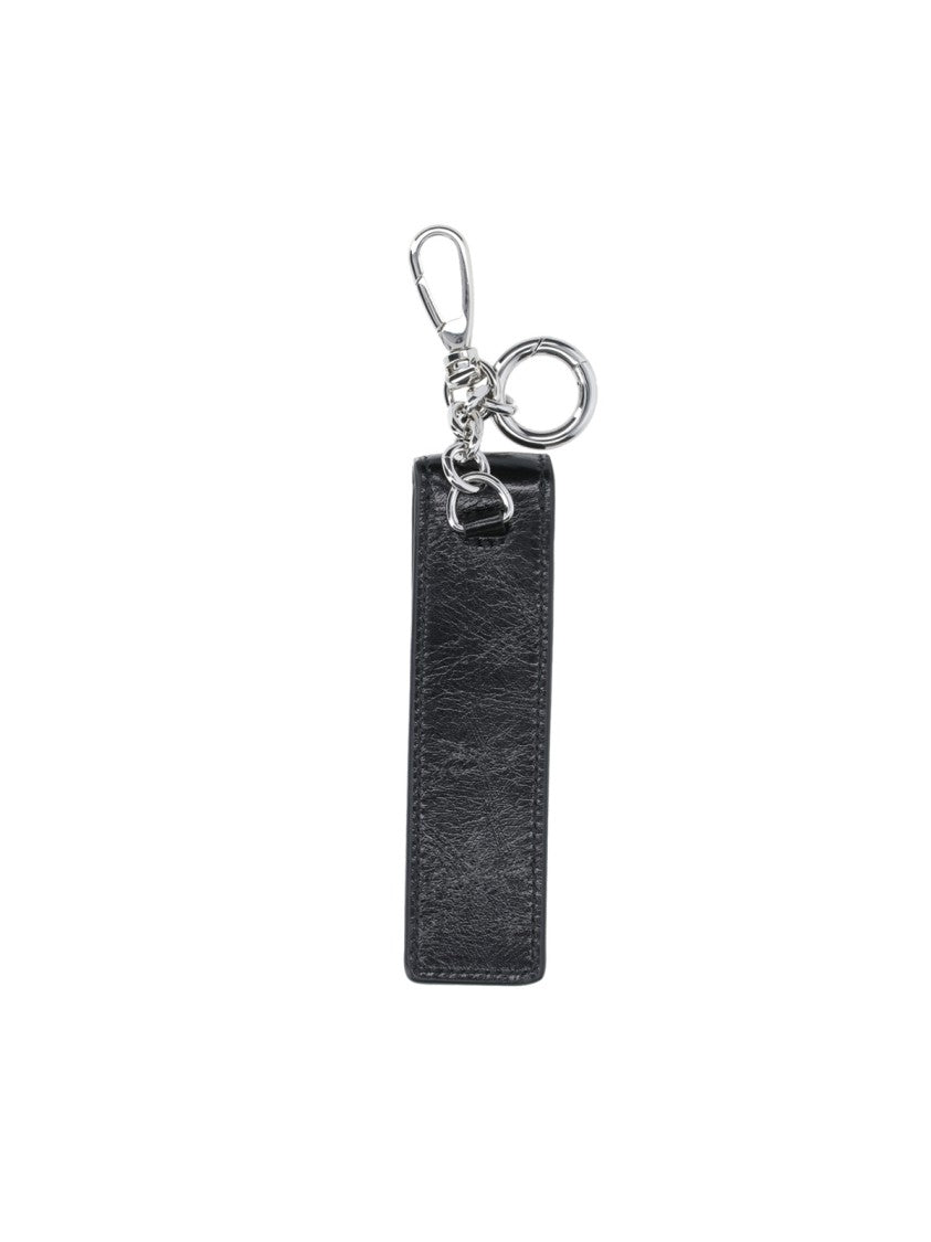 Maison Margiela "Lighter Holder" Key Ring In Black Calfskin