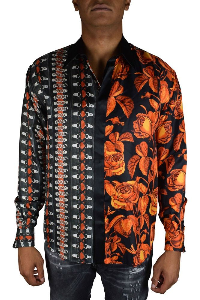 Roberto Cavalli Floral Bondage Print Silk Shirt