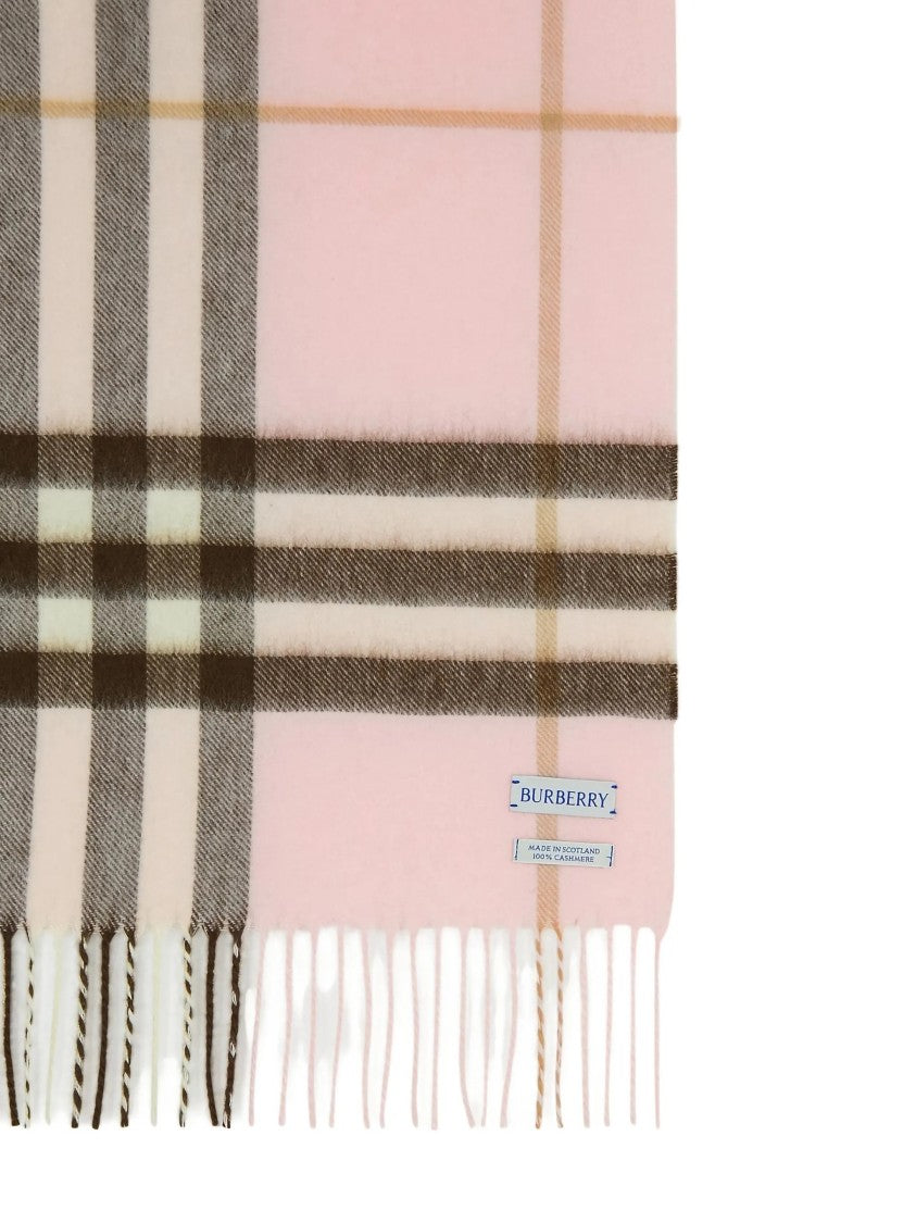 Burberry Classic Check Pattern Cashmere Scarf With Fringed Edges
