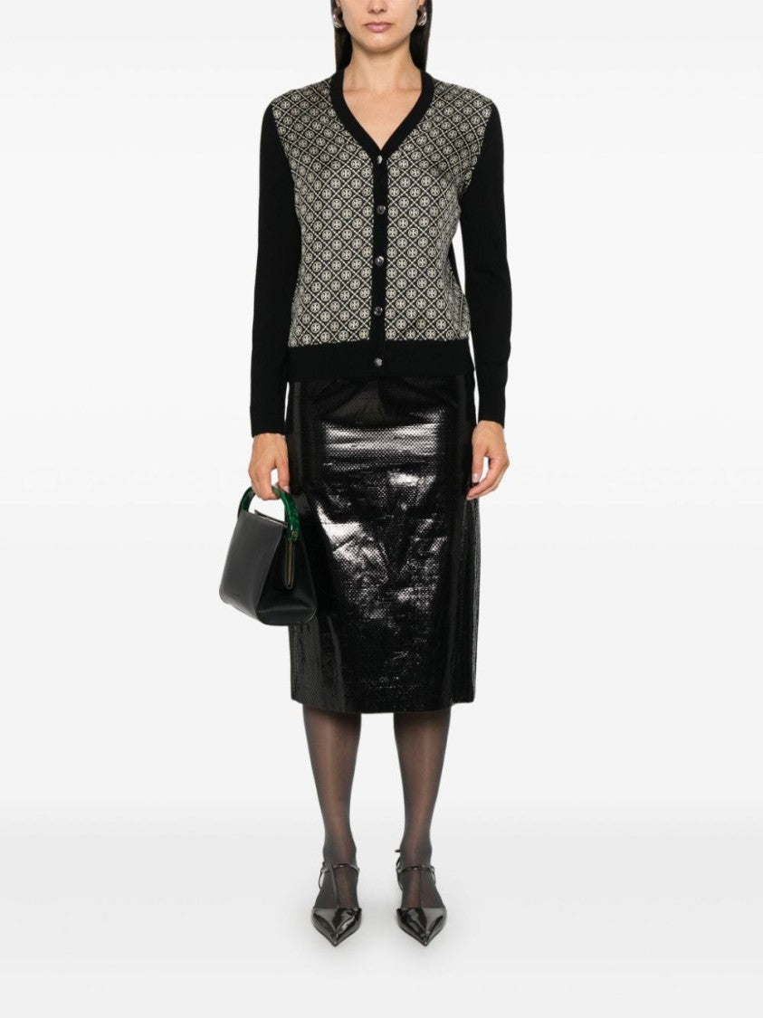 Tory Burch Black Monogram Cardigan