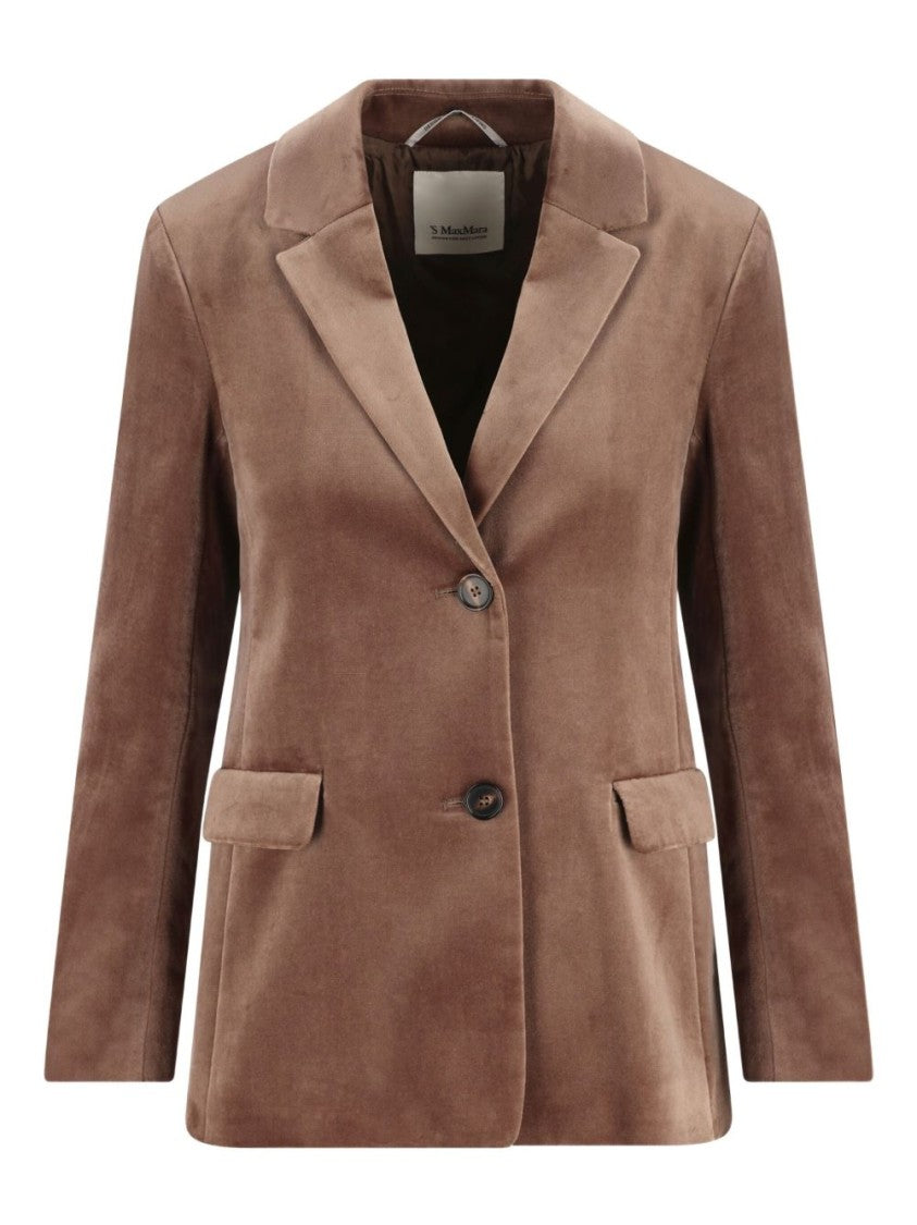 Max Mara Tailored Brown Velvet Jacket With Notched Lapel