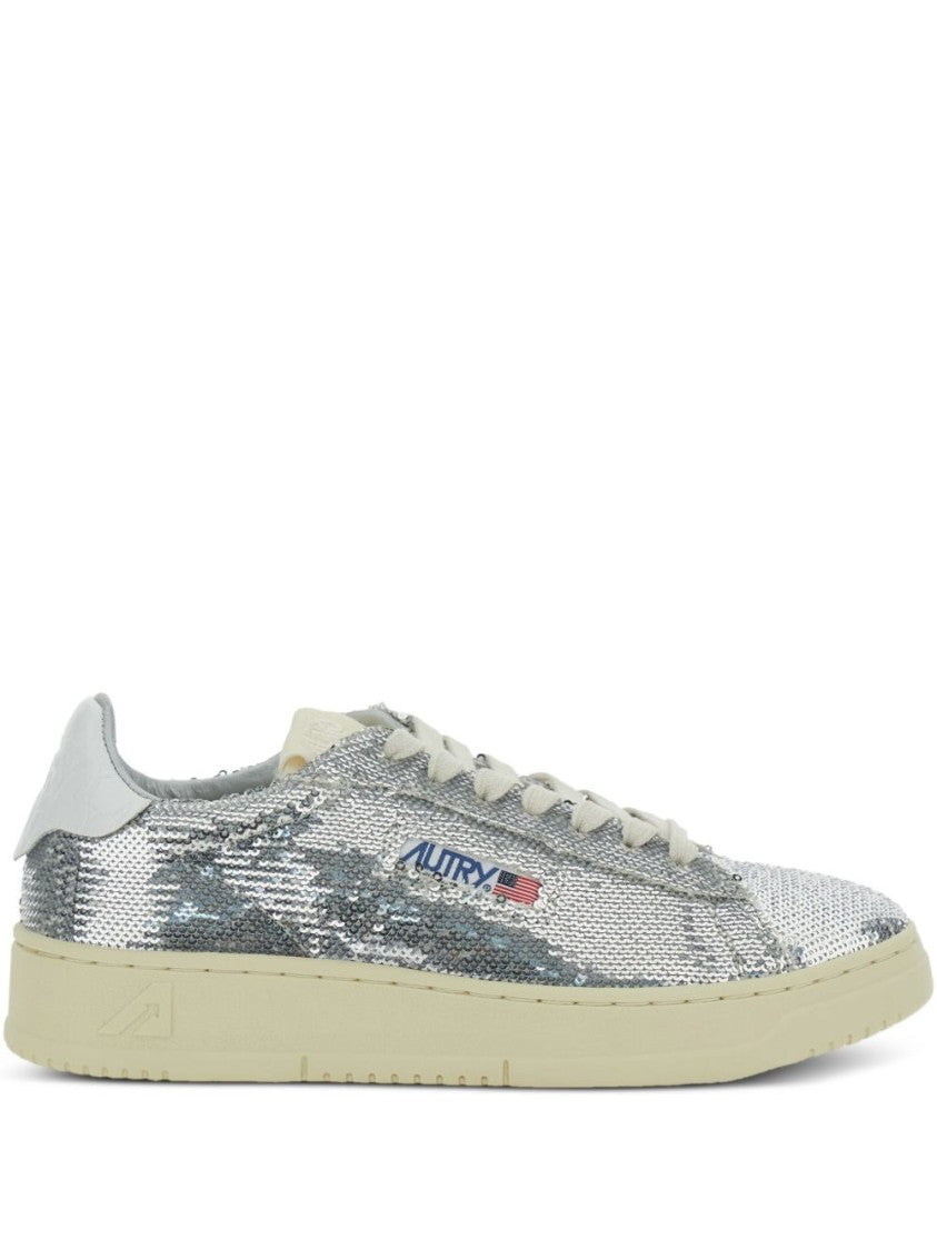 Autry Silver Sequin Flash Sneakers