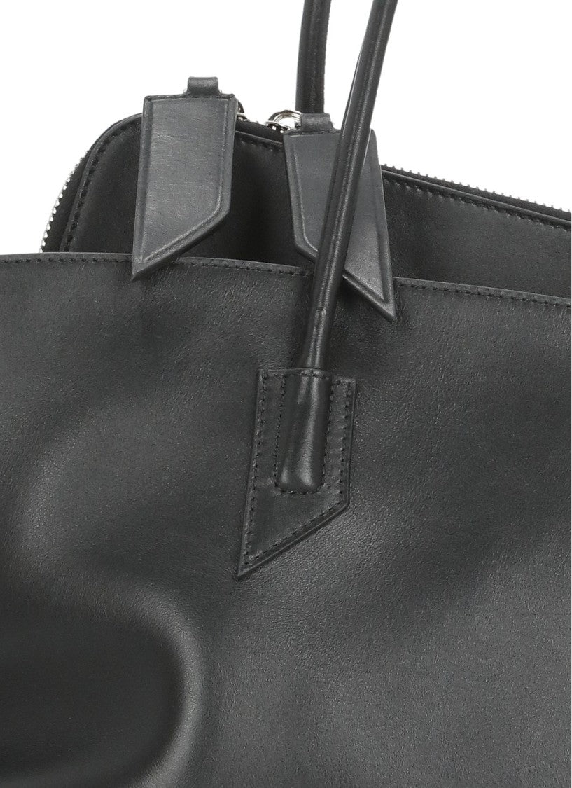 The Attico Leather Shoulder Bag With Dual Handles And Zip Closure