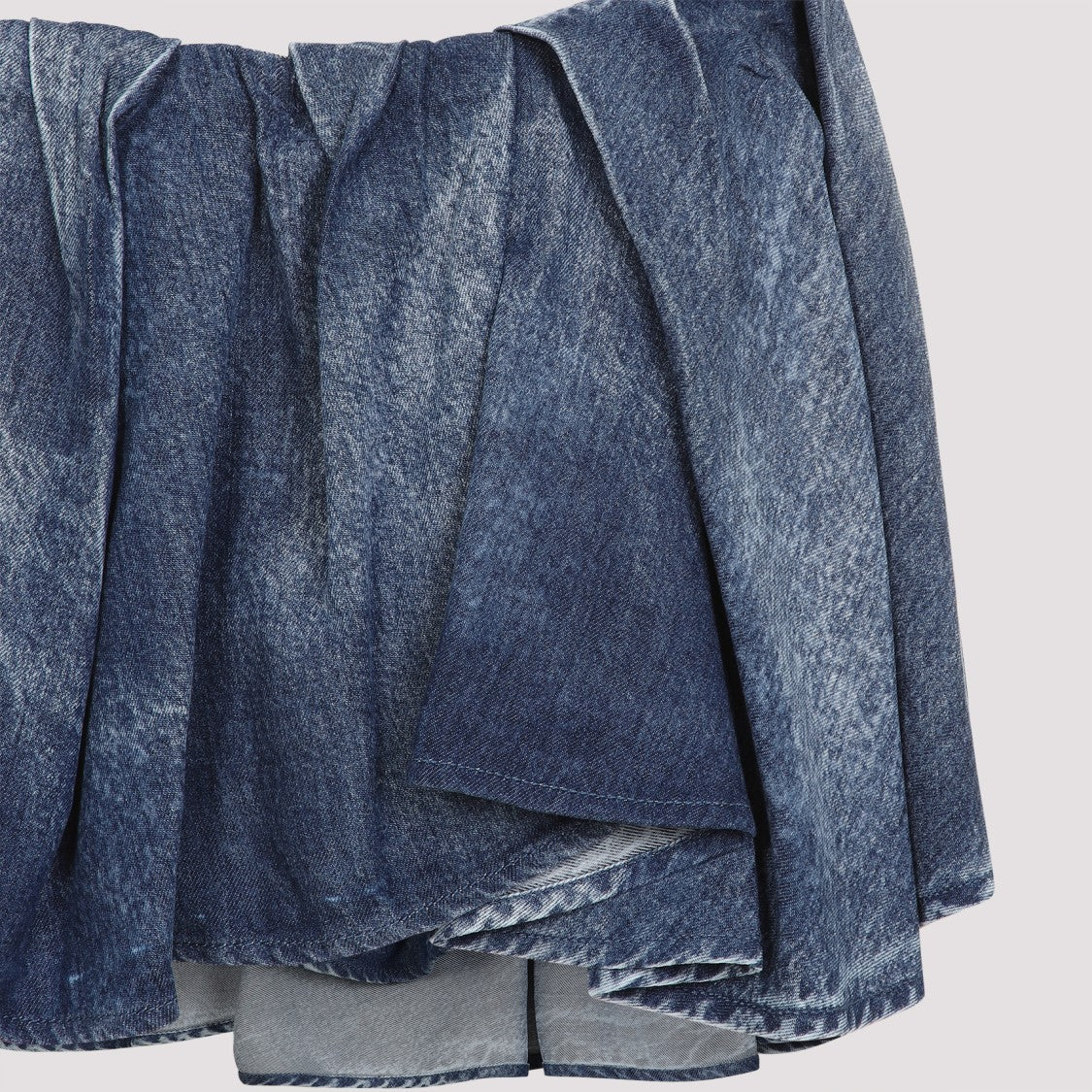 Diesel Layered Denim Texture Skirt With Asymmetrical Hemline