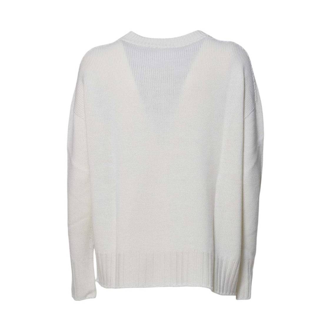 Solotre Cream Knit Sweater With Relaxed Fit And Classic Pattern
