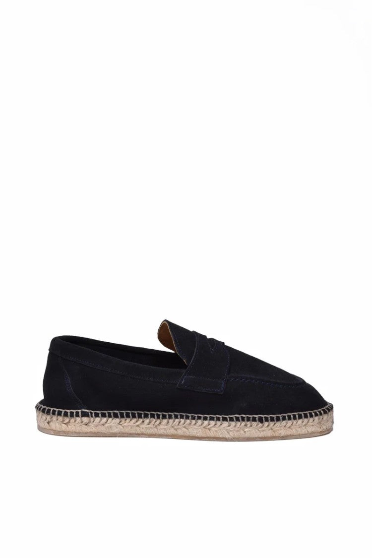 Eleventy Suede Moccasin With Rope Heel - Blue
