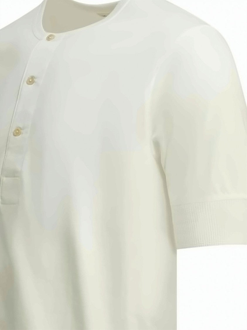 Merz B. Schwanen Short-Sleeve Henley Shirt With Three-Button Placket