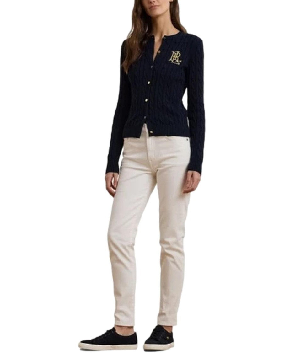 Lauren Ralph Lauren Navy Blue Ralhan Cotton Cardigan Sweater