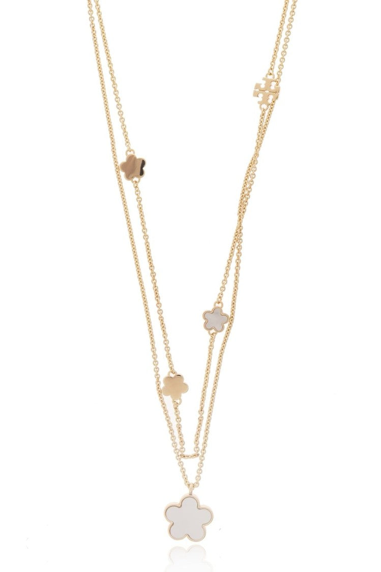 Tory Burch Golden Finish Necklace With Intricate Detailing