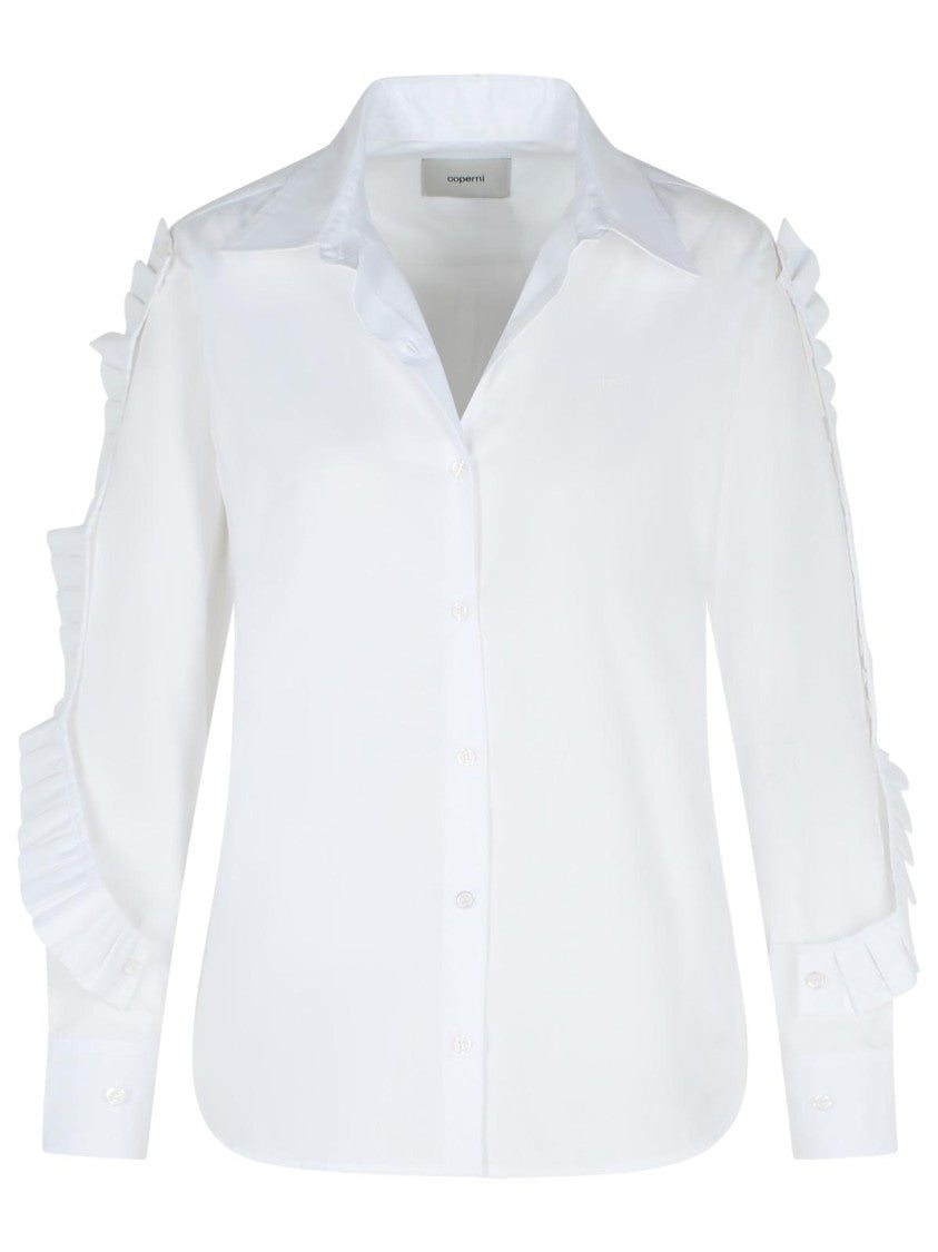 Coperni Ruffle' White Cotton Shirt