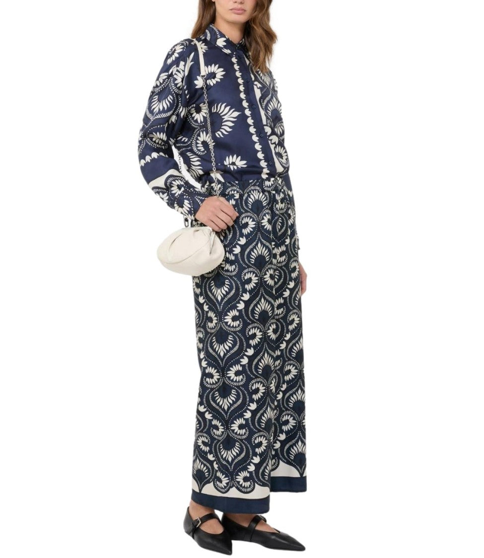 Max Mara Blue Deco Wkdlastra Silk Shirt