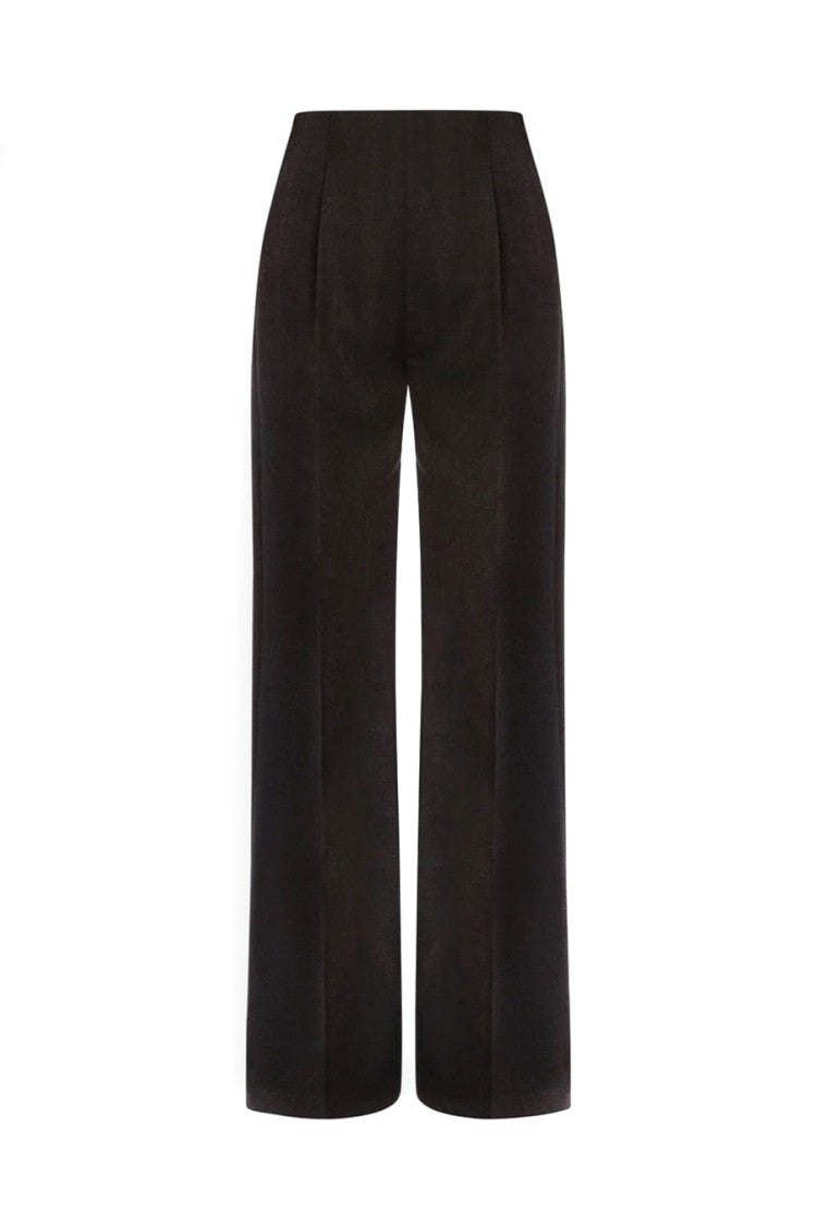 Alberta Ferretti Black Cotton-Blend Straight-Leg Pants