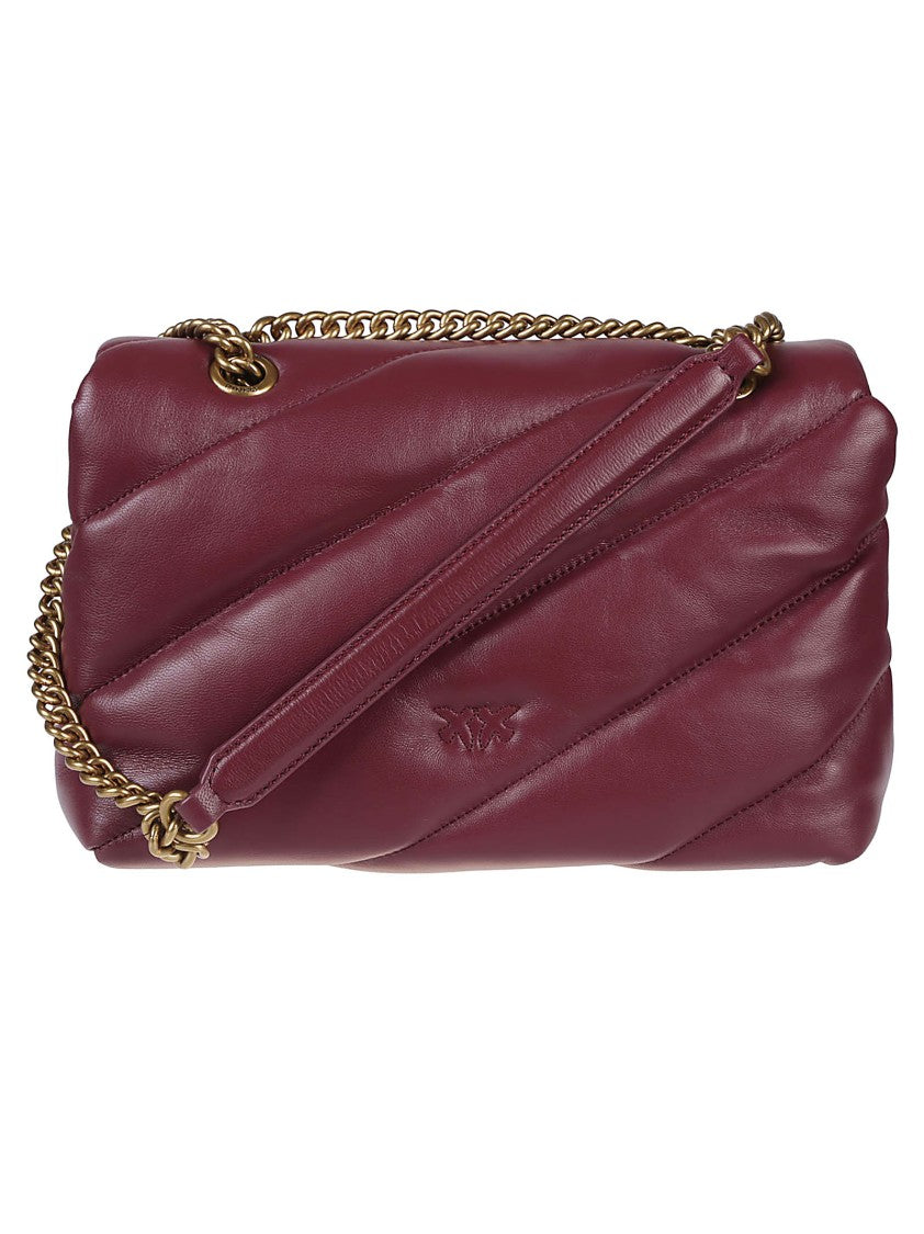 Pinko Burgundy Love Classic Puff Sheepskin Shoulder Bag
