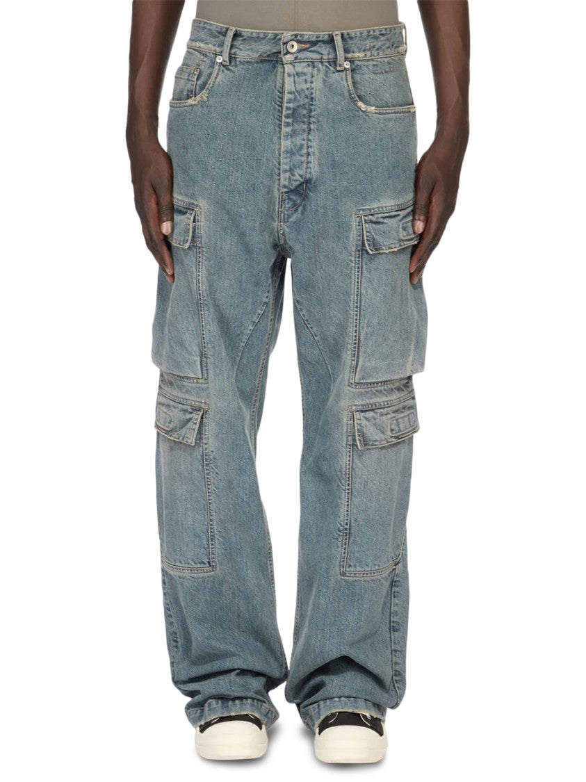 Drkshdw By Rick Owens Loose-Fitting Denim Cargo Jeans With Flap Pockets