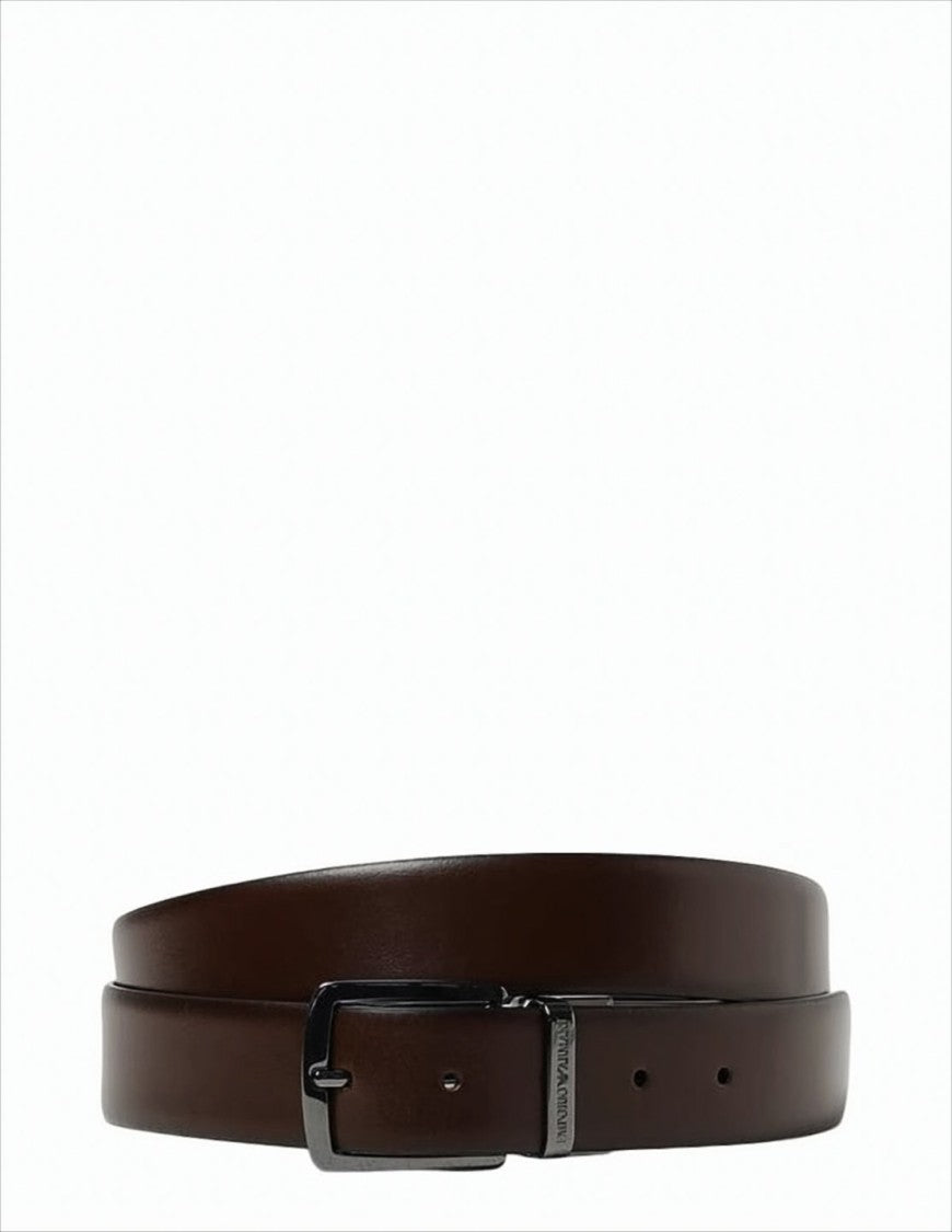 Emporio Armani Reversible Smooth Leather Belt With Adjustable Buckle