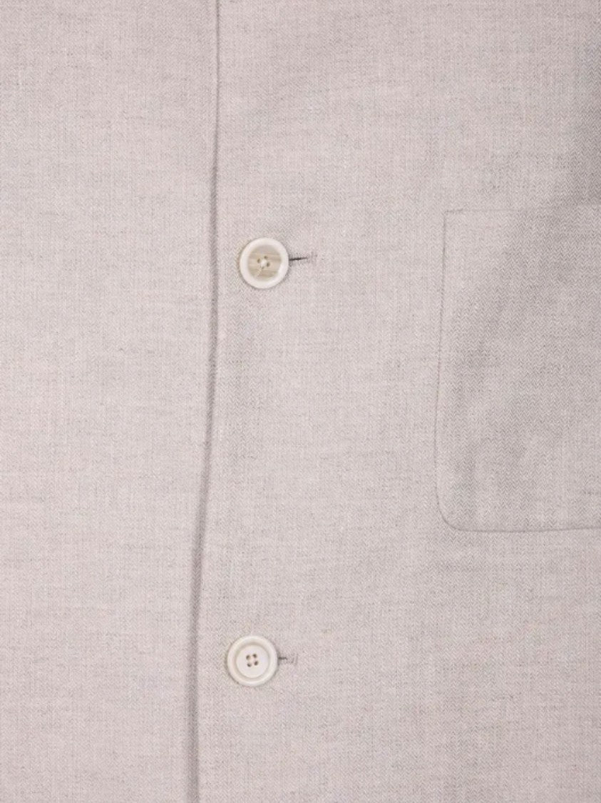 Lardini Beige Linen Patch Pocket Shirt