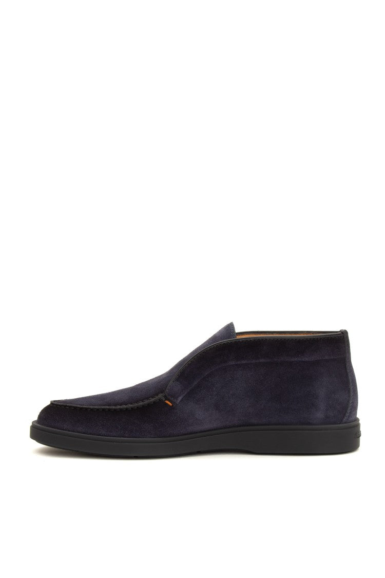 Santoni Suede Slip-On With Rubber Sole