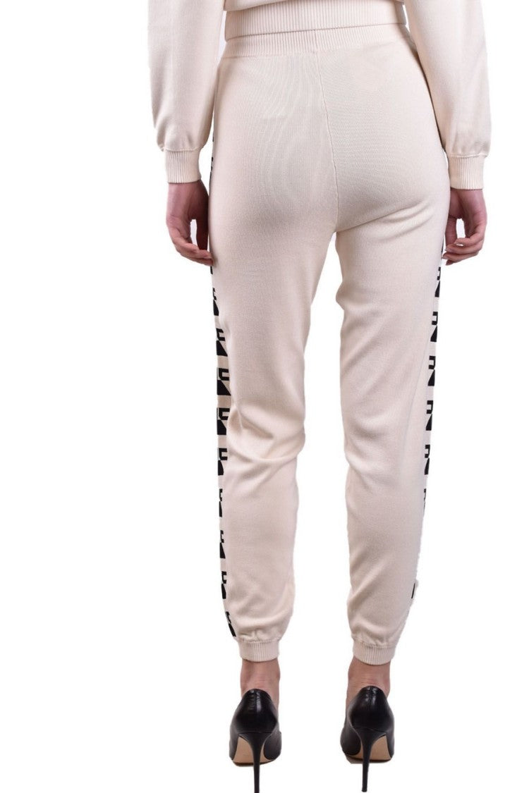 Elisabetta Franchi Butter-Colored Trousers With Side Print