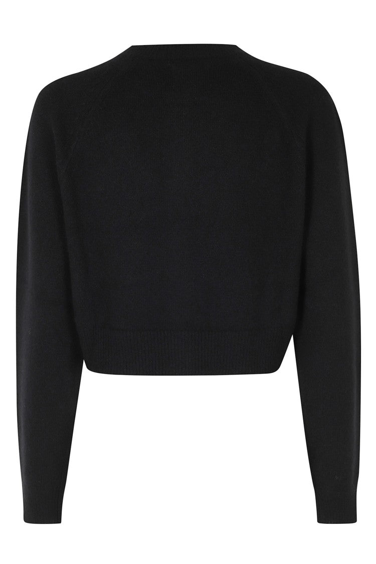 Loulou De Saison Black Heike Cropped Raglan Cashmere Cardigan