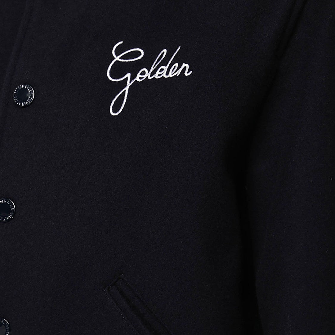 Golden Goose Black Stripe Detailing Wool-Blend Bomber Jacket