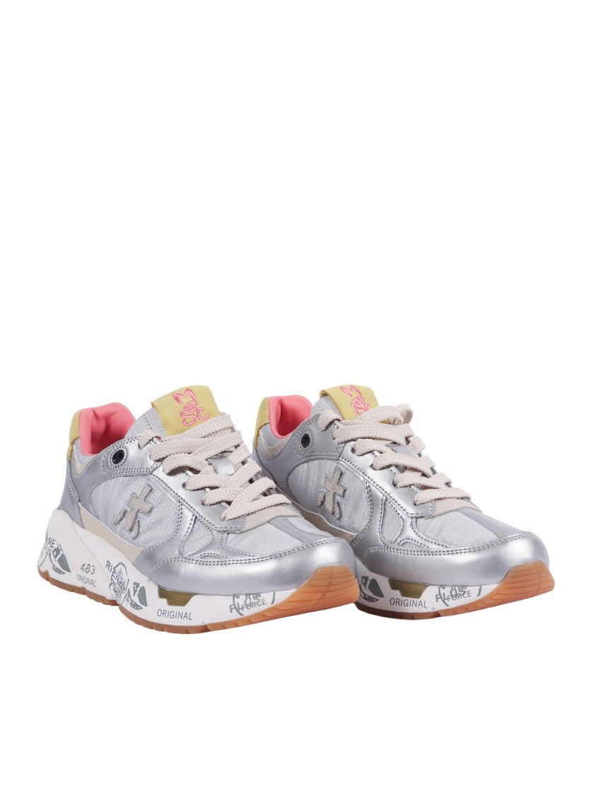 Premiata Mased Silver Metallic Graphic Sneakers