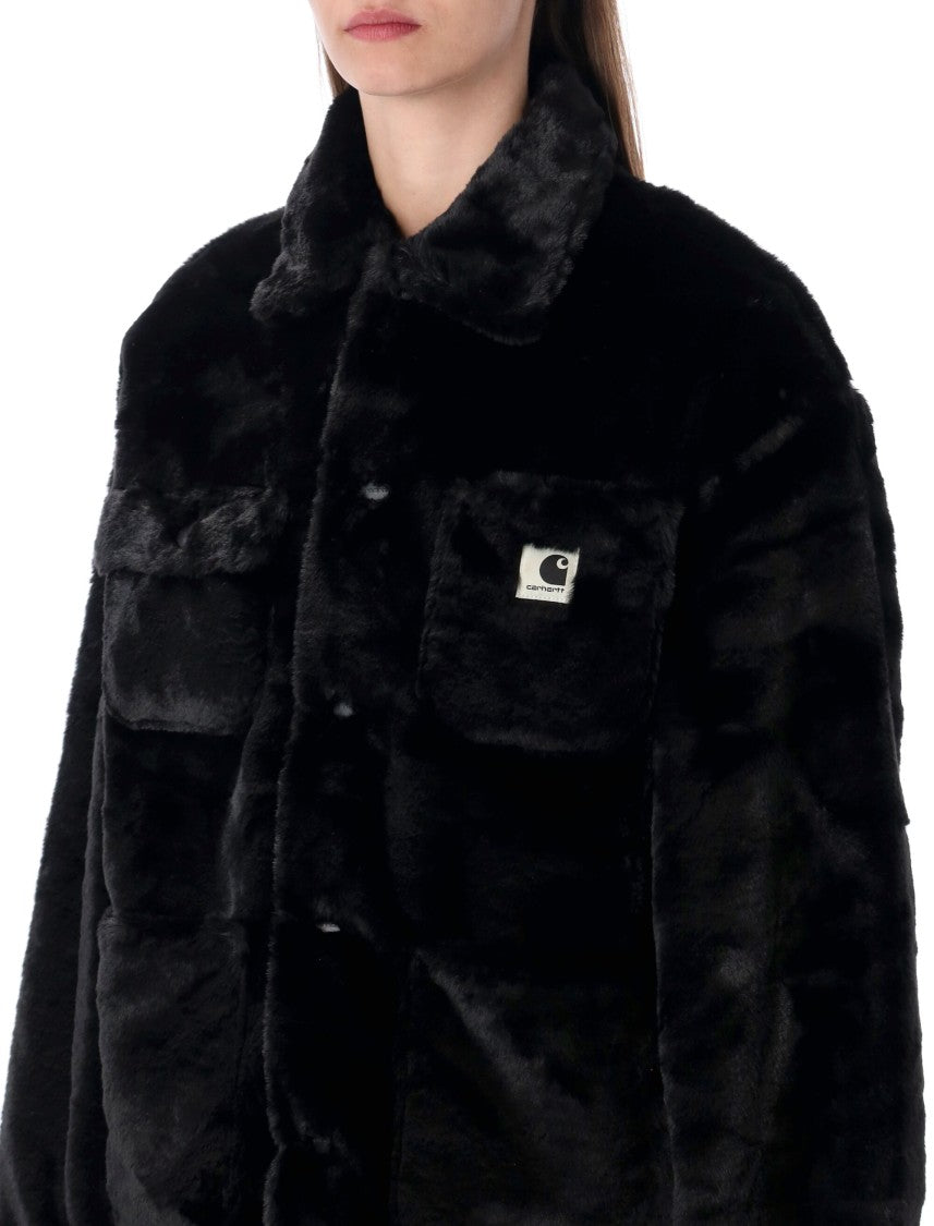 Carhartt Wip Black Faux Fur W’ Olney Michigan Coat