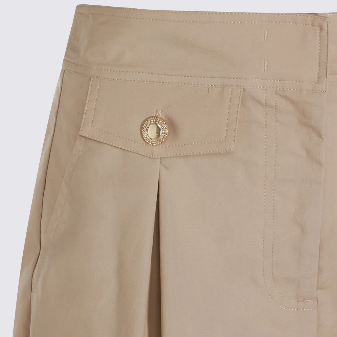 Twin-Set High-Waisted Tailored Shorts With Pleats And Flap Pockets