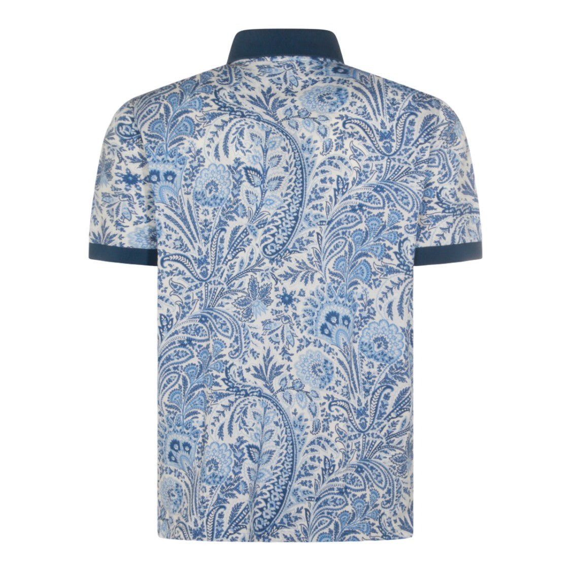 Etro Blue Paisley Polo Shirt With Contrasting Collar