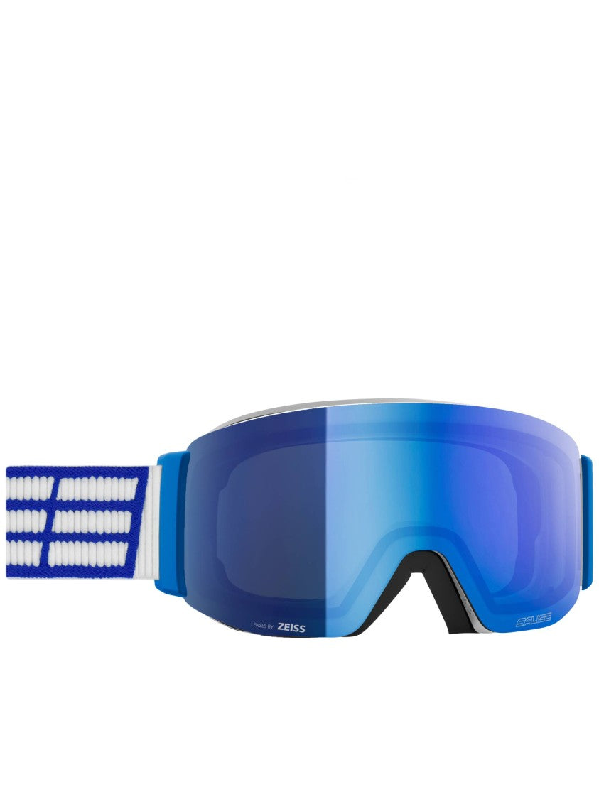 Salice Wide Curved Blue Mirrored Ski Goggles With Adjustable Strap
