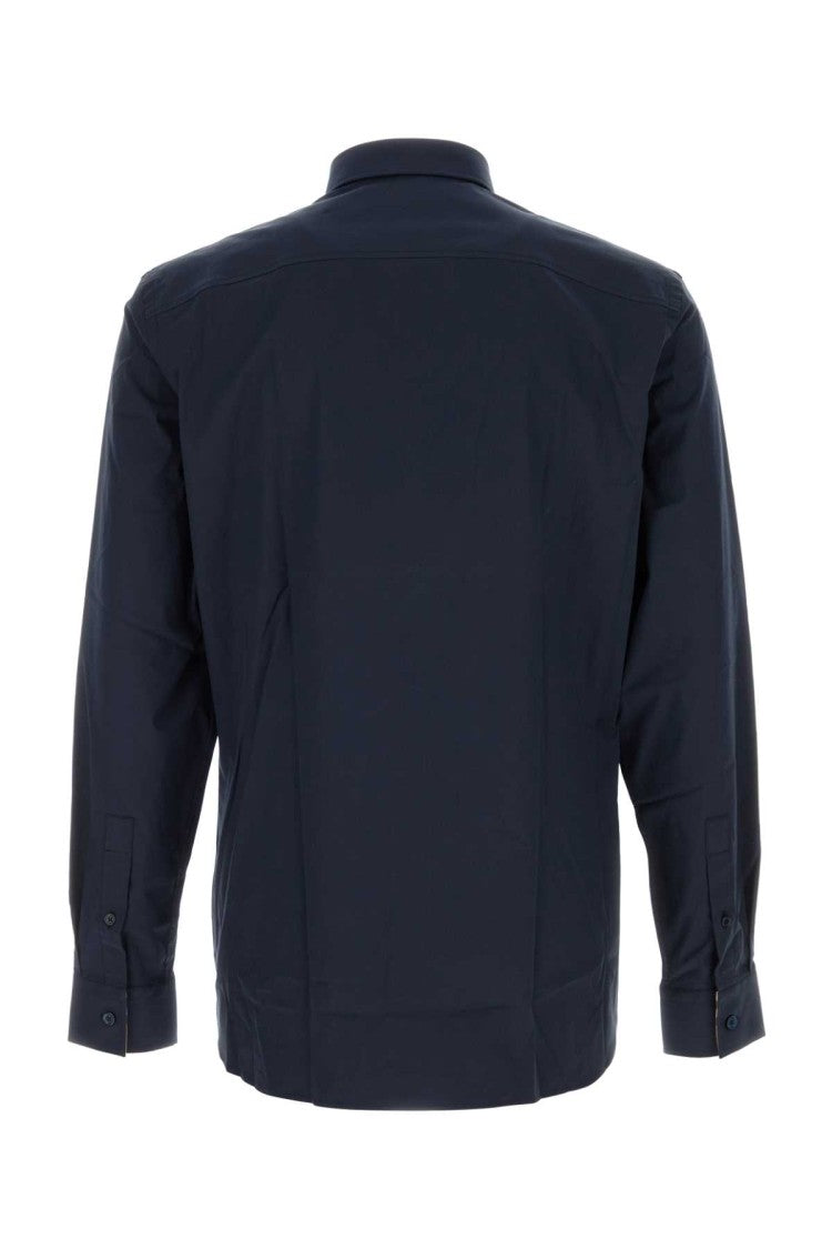 Burberry Navy Blue Stretch Poplin Shirt