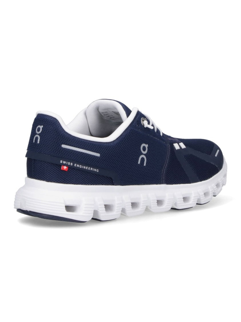 On Navy Blue Mesh Sneakers With Rounded Toe