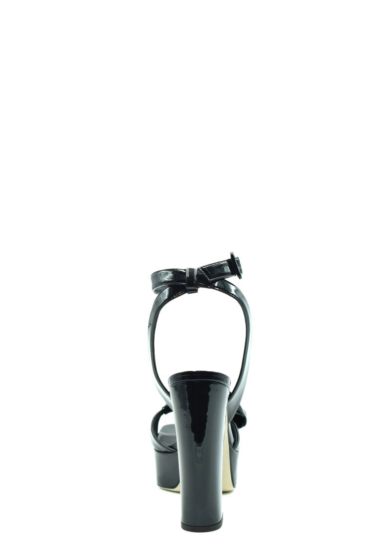 Giuseppe Zanotti Glossy Black Leather Sandals With Heel