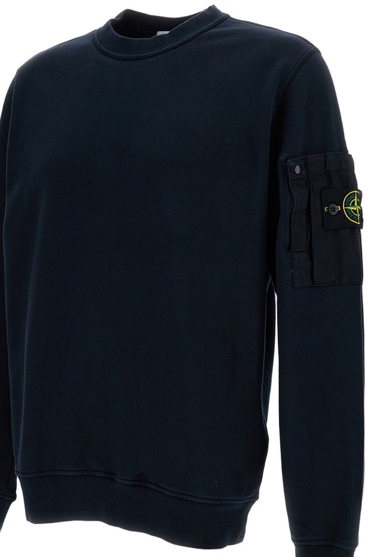 Stone Island Crewneck Sweatshirt With Ribbed Detailing And Logo Patch