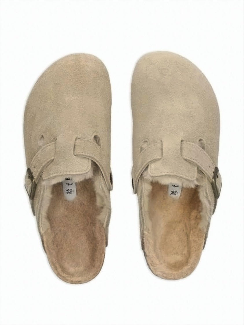 Birkenstock Suede Slip-On Mules With Adjustable Buckle Strap