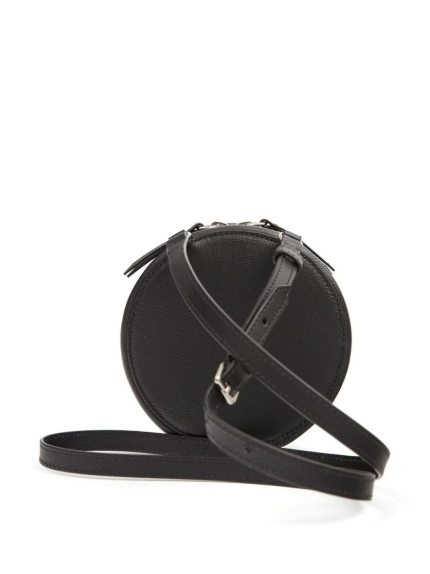 Maison Margiela Textured Black Calf Leather Circular Bag