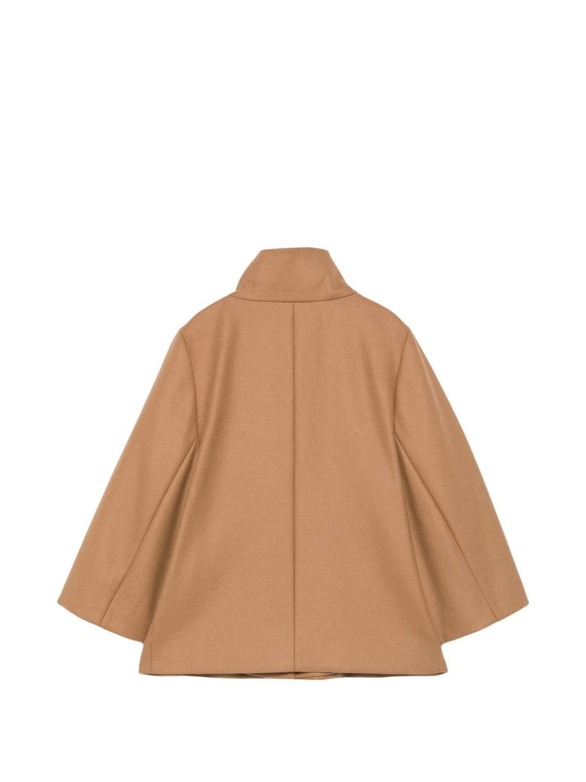 Fay Camel Cape-Style Jacket With High Collar And Gold-Tone Clasp