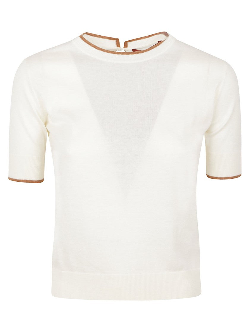 Max Mara Elegant Short-Sleeved Knit Top With Subtle Contrast Trim
