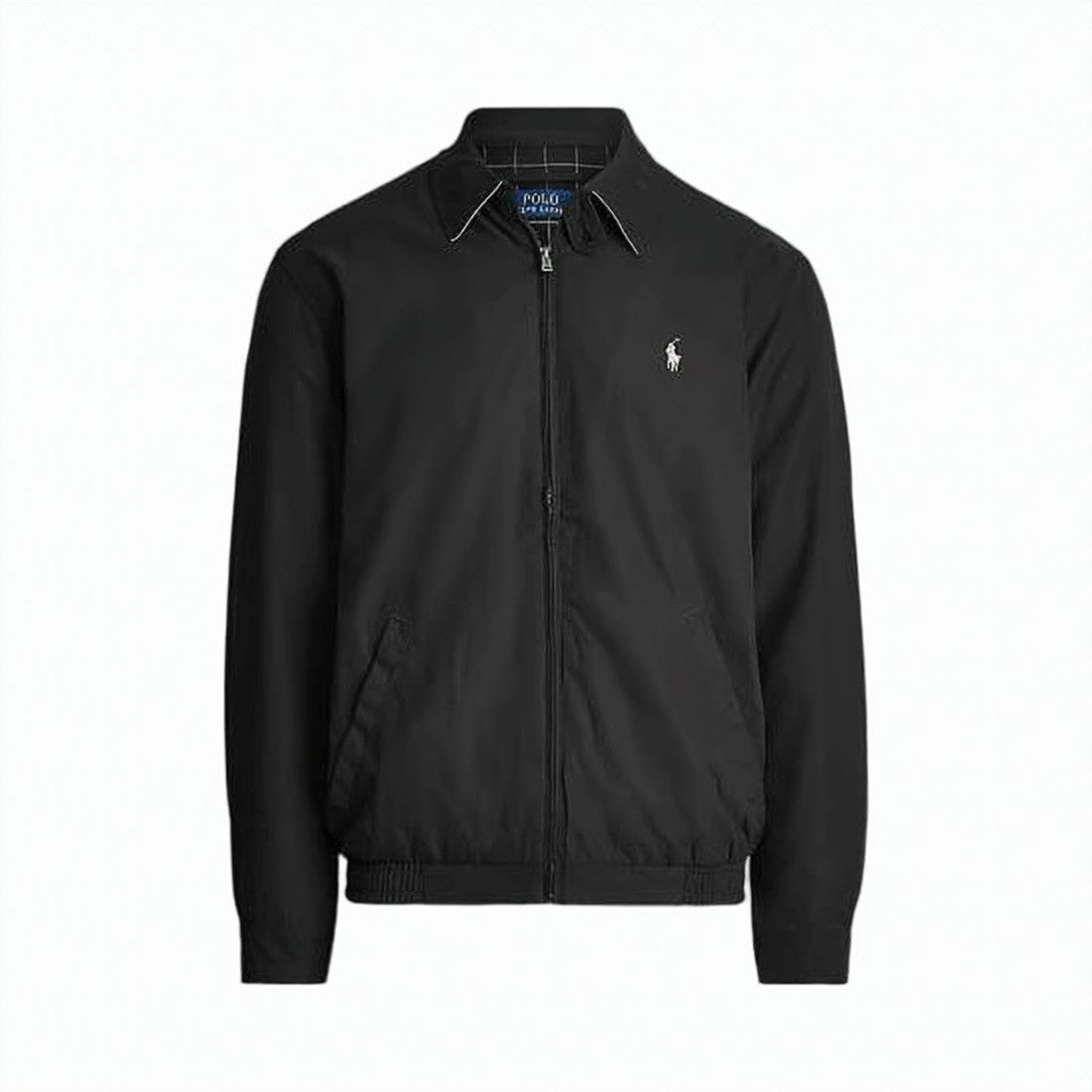 Polo Ralph Lauren Minimalist Black Zip-Up Jacket With Pointed Collar