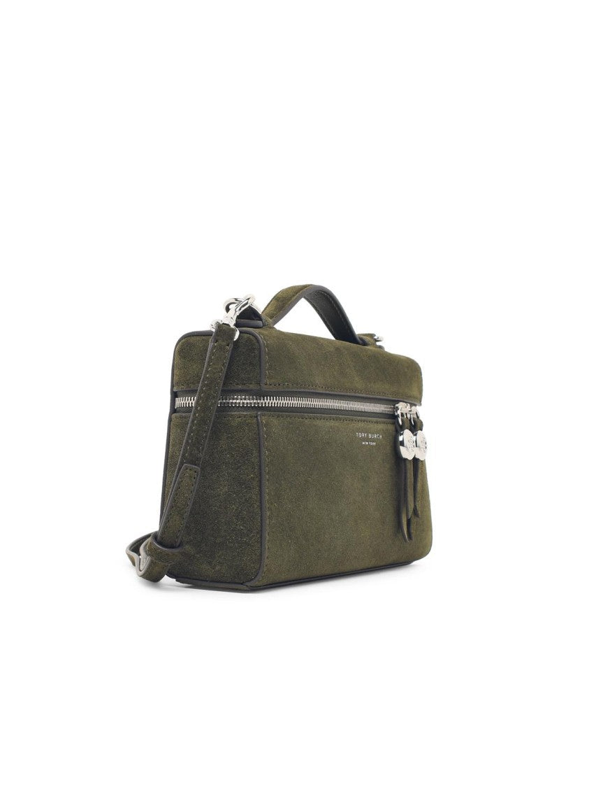 Tory Burch Romy Slim Top Handle Suede Bag - Green