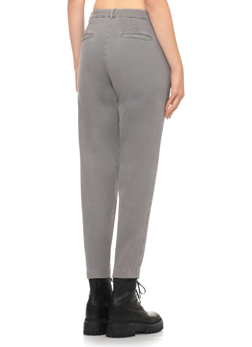 Peserico Grey Mid-Rise Straight-Leg Cotton Pants