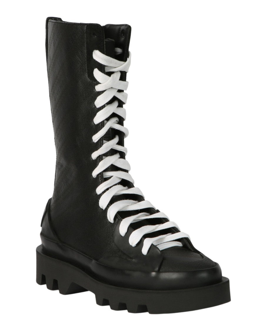 Givenchy Clapham Calfskin Leather Mid-Calf Combat Boots