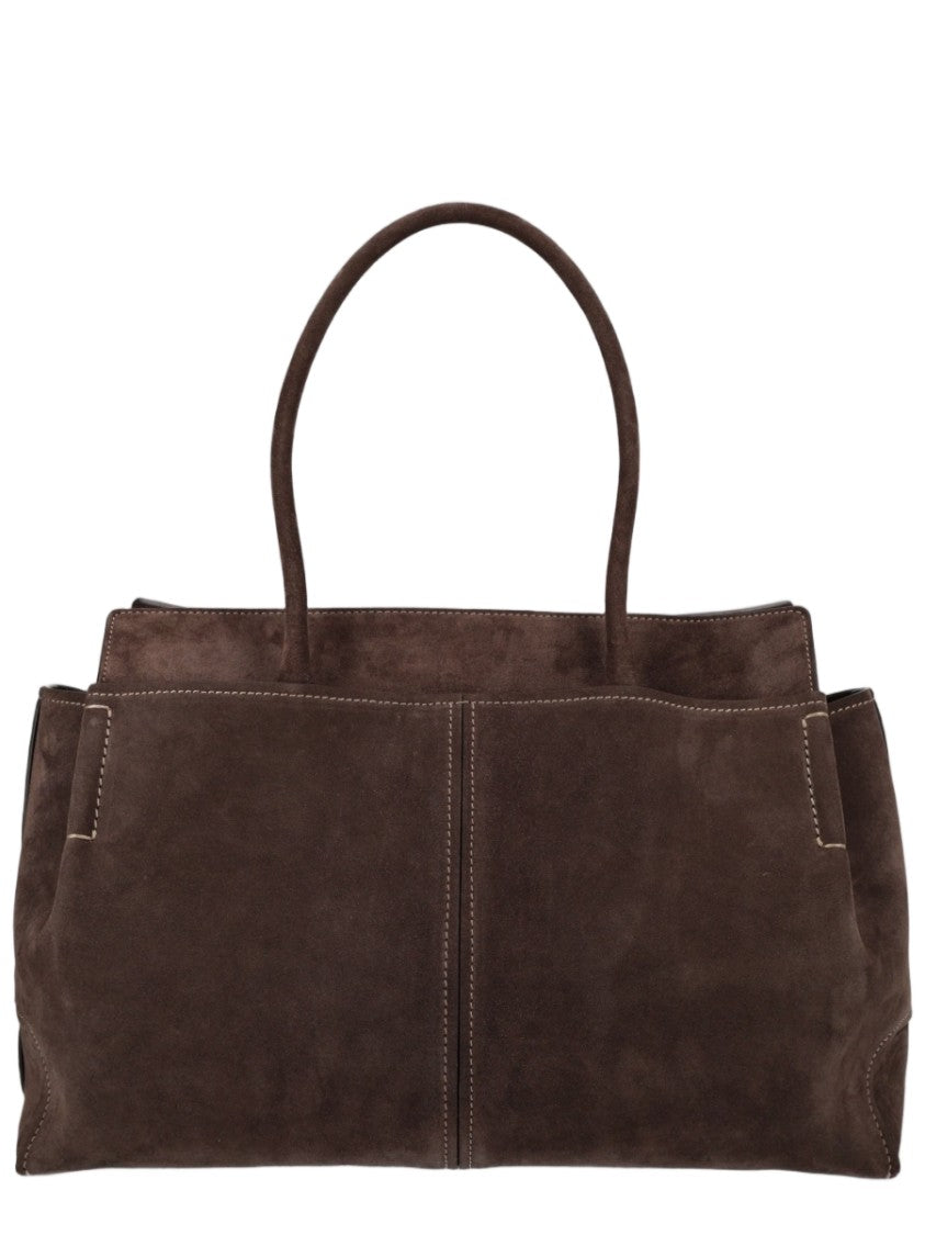 Tod's Suede-Textured Brown Shoulder Bag With Structured Silhouette